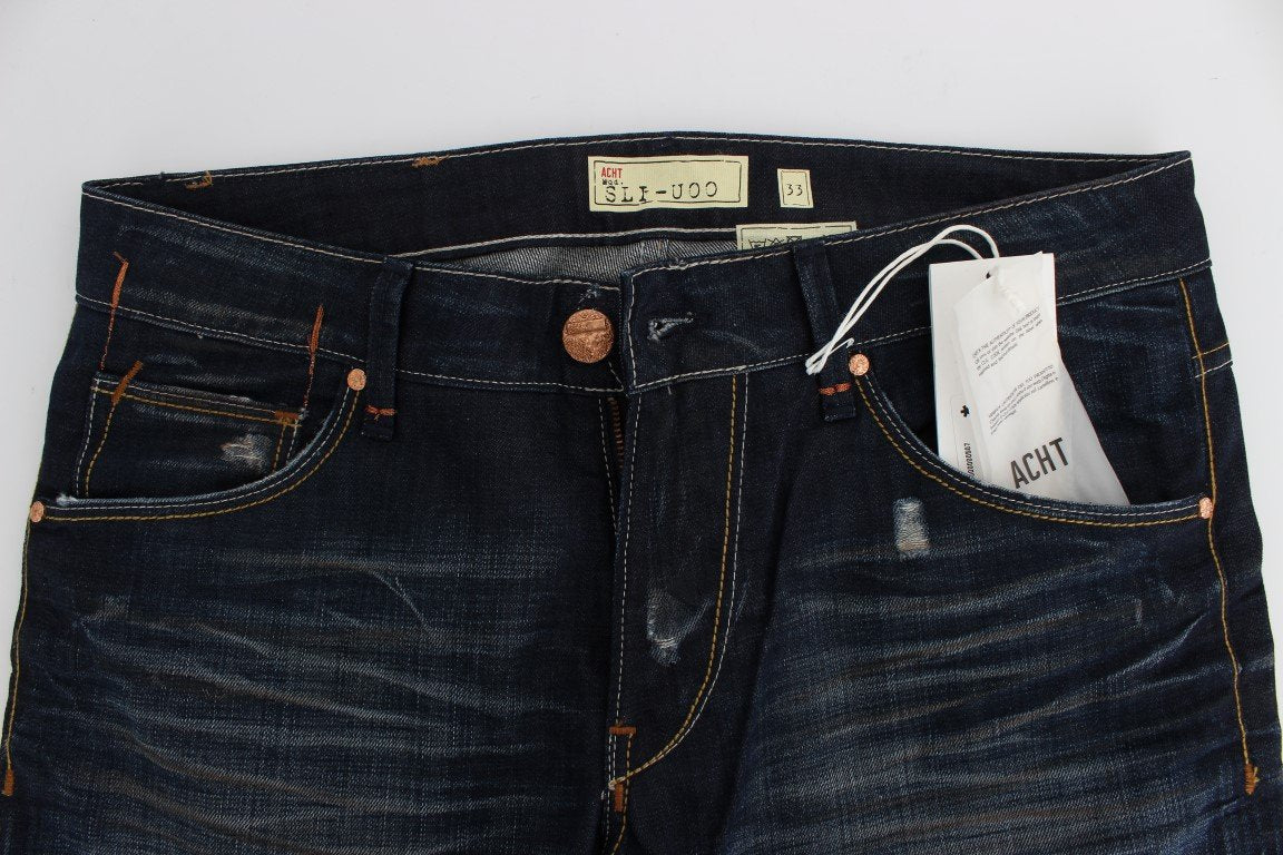 Blue Wash Cotton Slim Skinny Fit Jeans