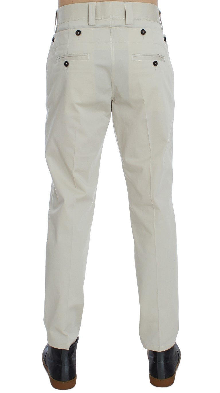 Beige Cotton Chinos Pants