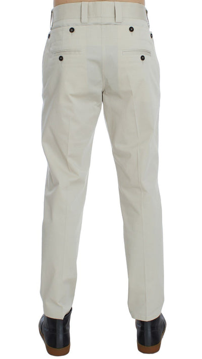 Beige Cotton Chinos Pants