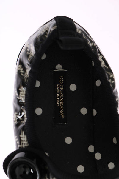Black White Patent Leather Ballerina Shoes