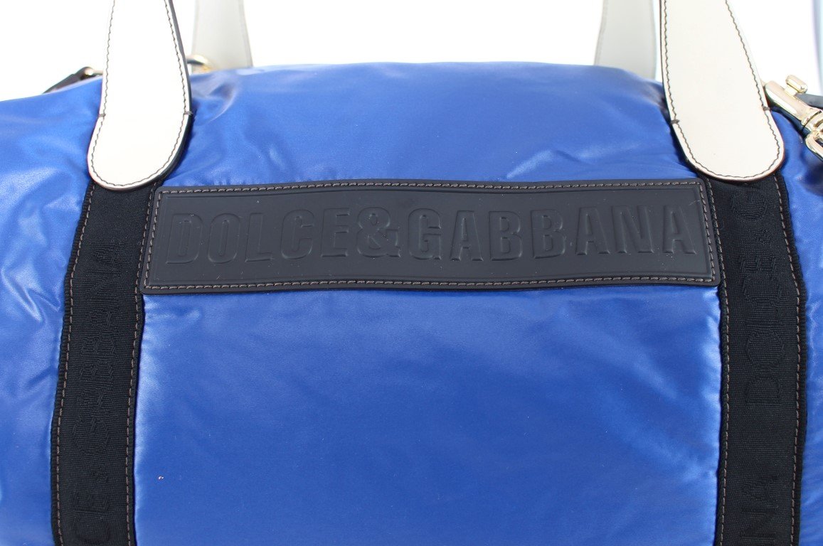 Blue nylon boston bag