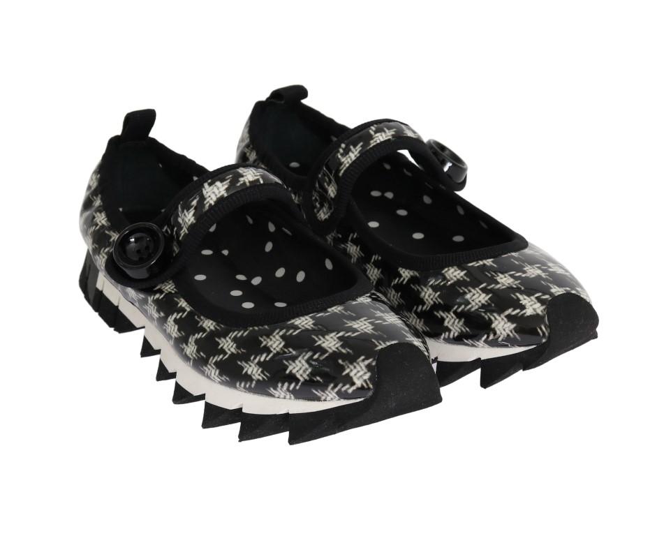 Black White Patent Leather Ballerina Shoes