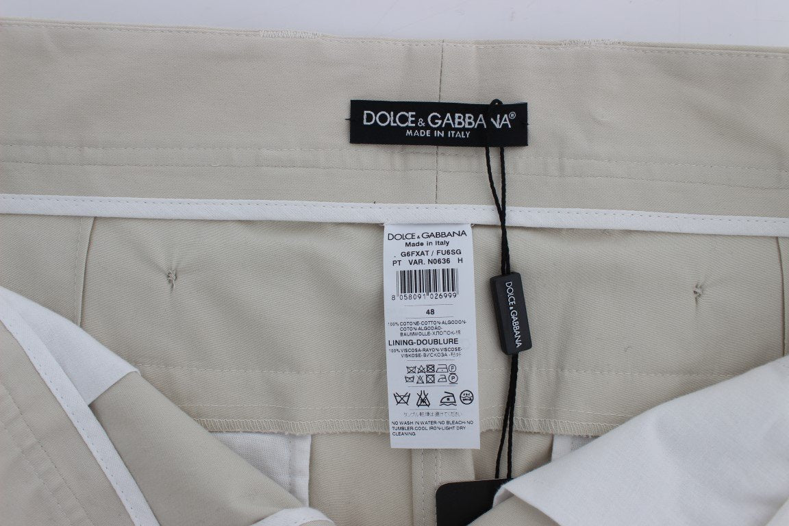 Beige Cotton Chinos Pants