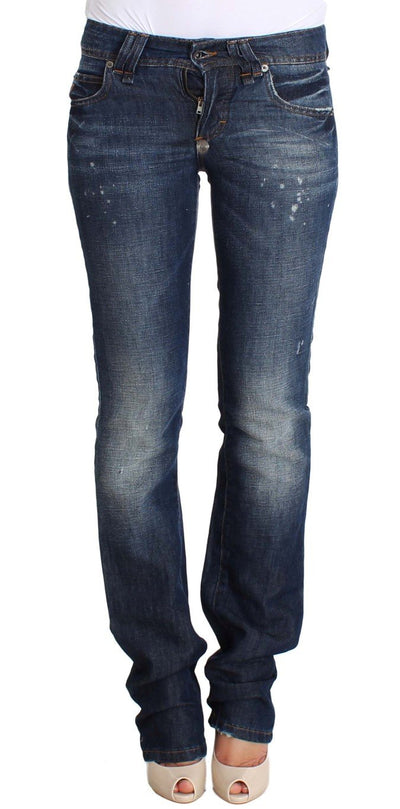 Blue Wash Flare Boot Cotton Lenin Denim Jeans