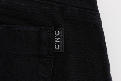 Black Cotton Slim Fit Cropped Jeans