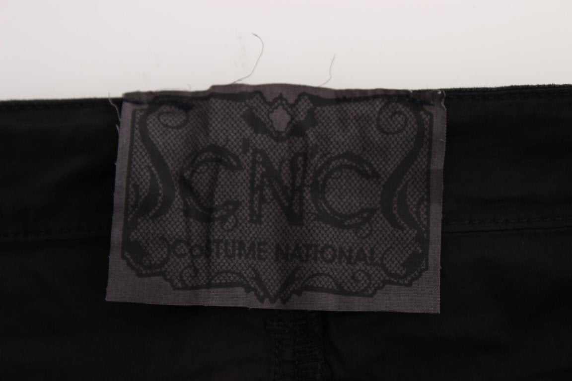 Black Cotton Slim Fit Cropped Jeans