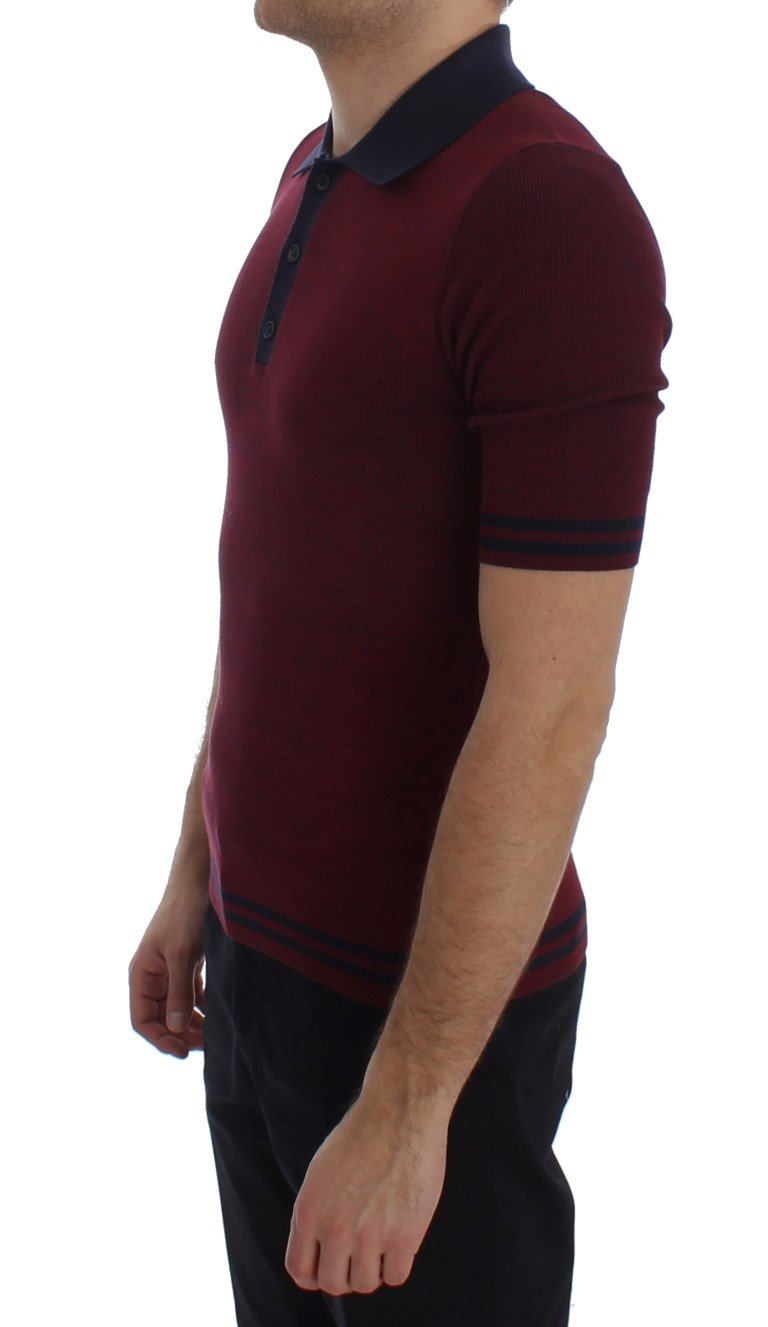 Bordeaux Blue Silk Polo T-shirt