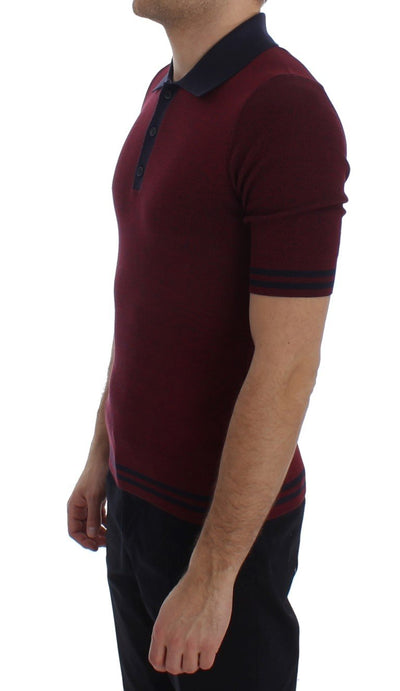 Bordeaux Blue Silk Polo T-shirt