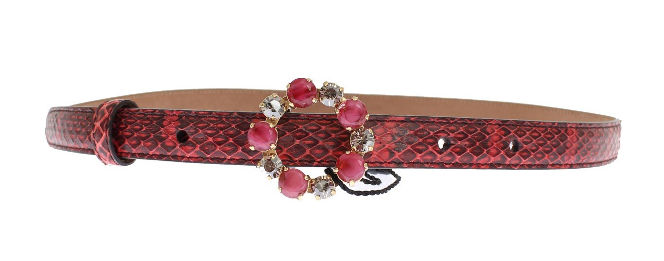Red Snakeskin Crystal Buckle Belt