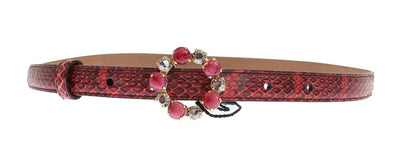 Red Snakeskin Crystal Buckle Belt
