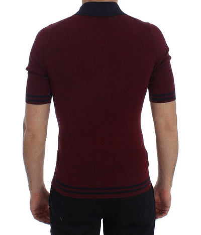 Bordeaux Blue Silk Polo T-shirt