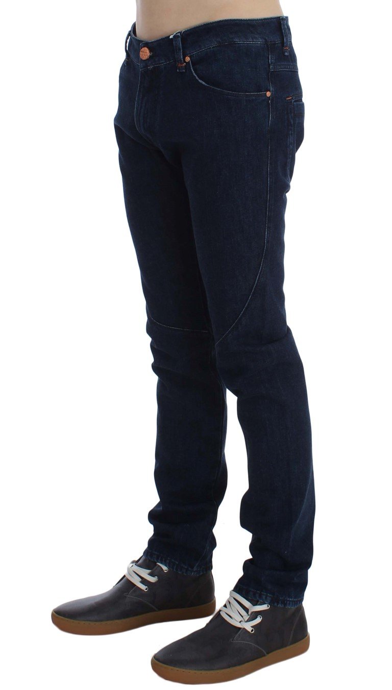 Dark Blue Cotton Slim Skinny Fit Jeans