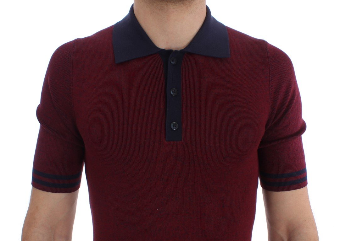 Bordeaux Blue Silk Polo T-shirt