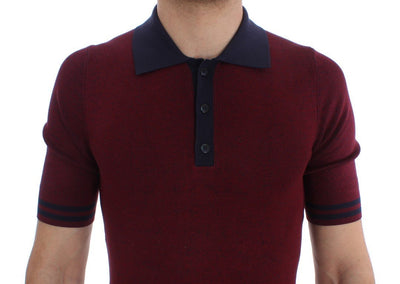 Bordeaux Blue Silk Polo T-shirt