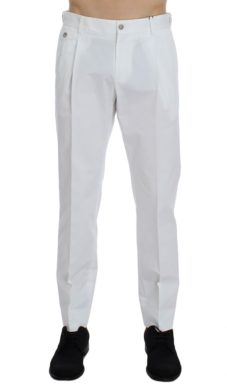 White Cotton Stretch Chinos Pants