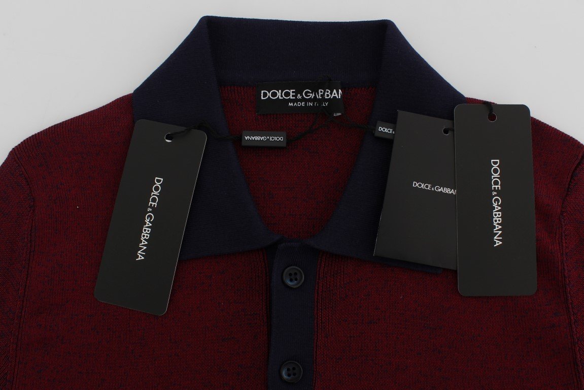Bordeaux Blue Silk Polo T-shirt