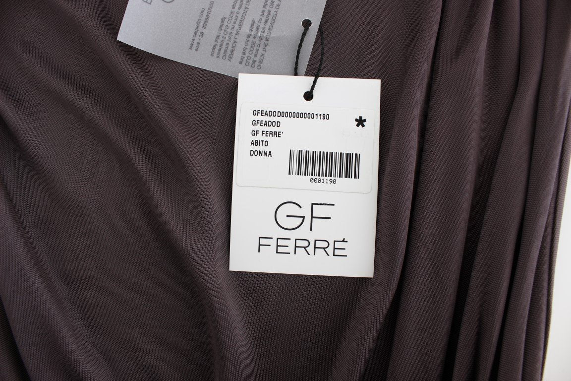 Brown Mini Jersey Shift Belted Dress