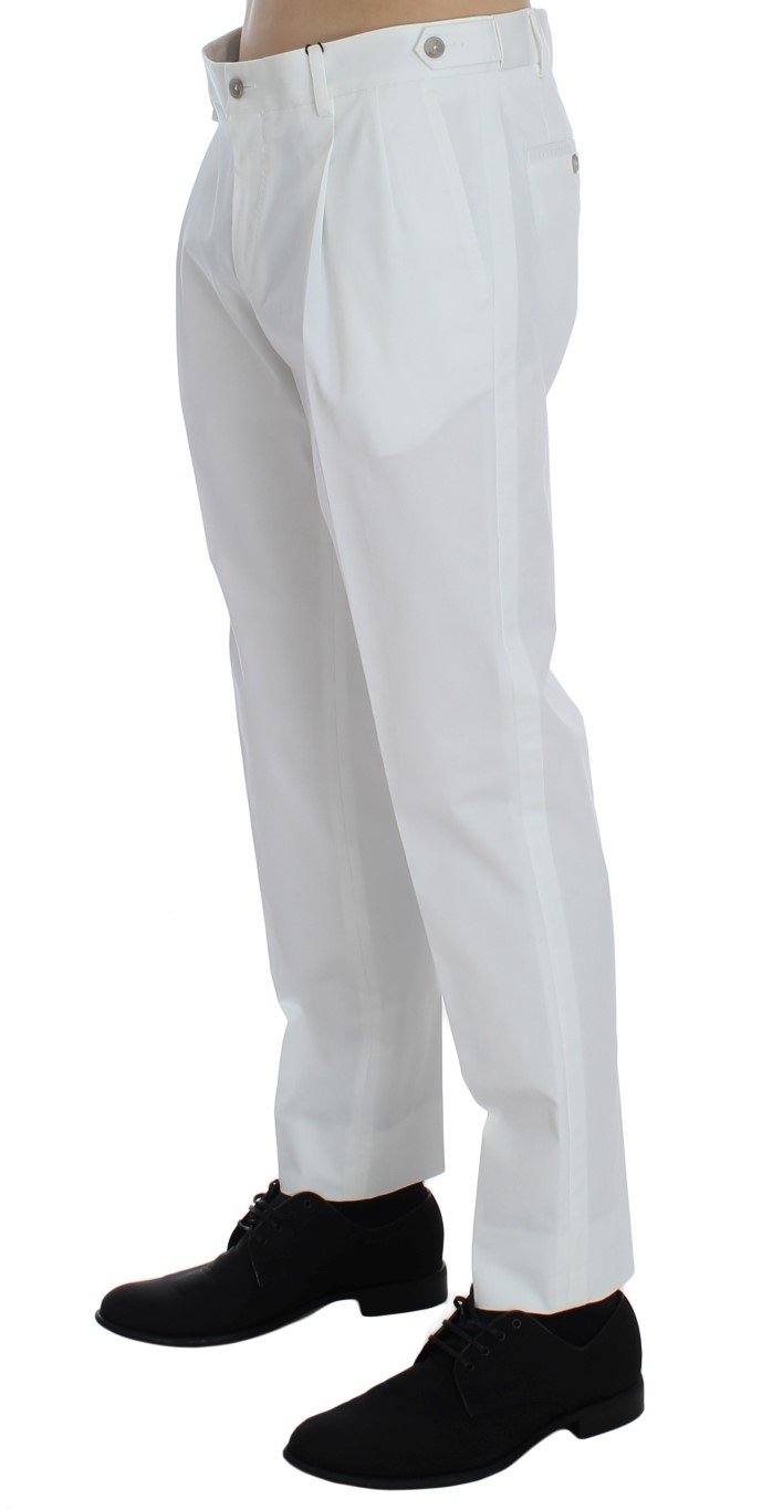 White Cotton Stretch Chinos Pants