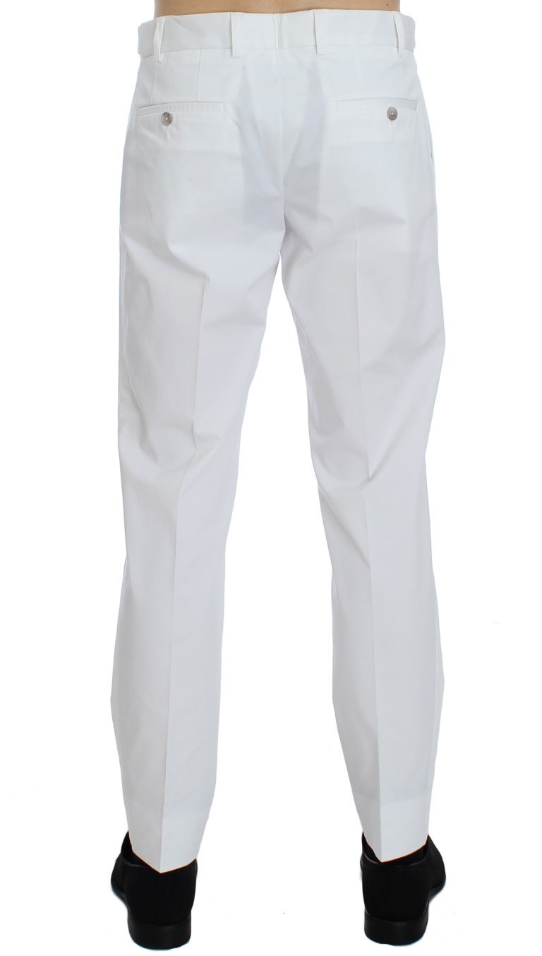 White Cotton Stretch Chinos Pants