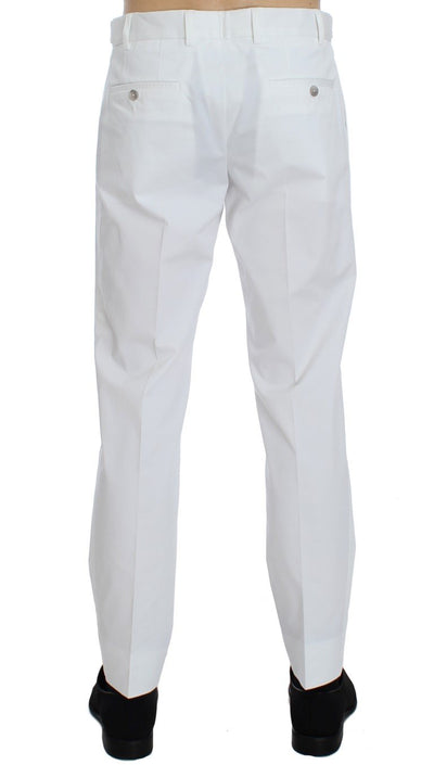 White Cotton Stretch Chinos Pants