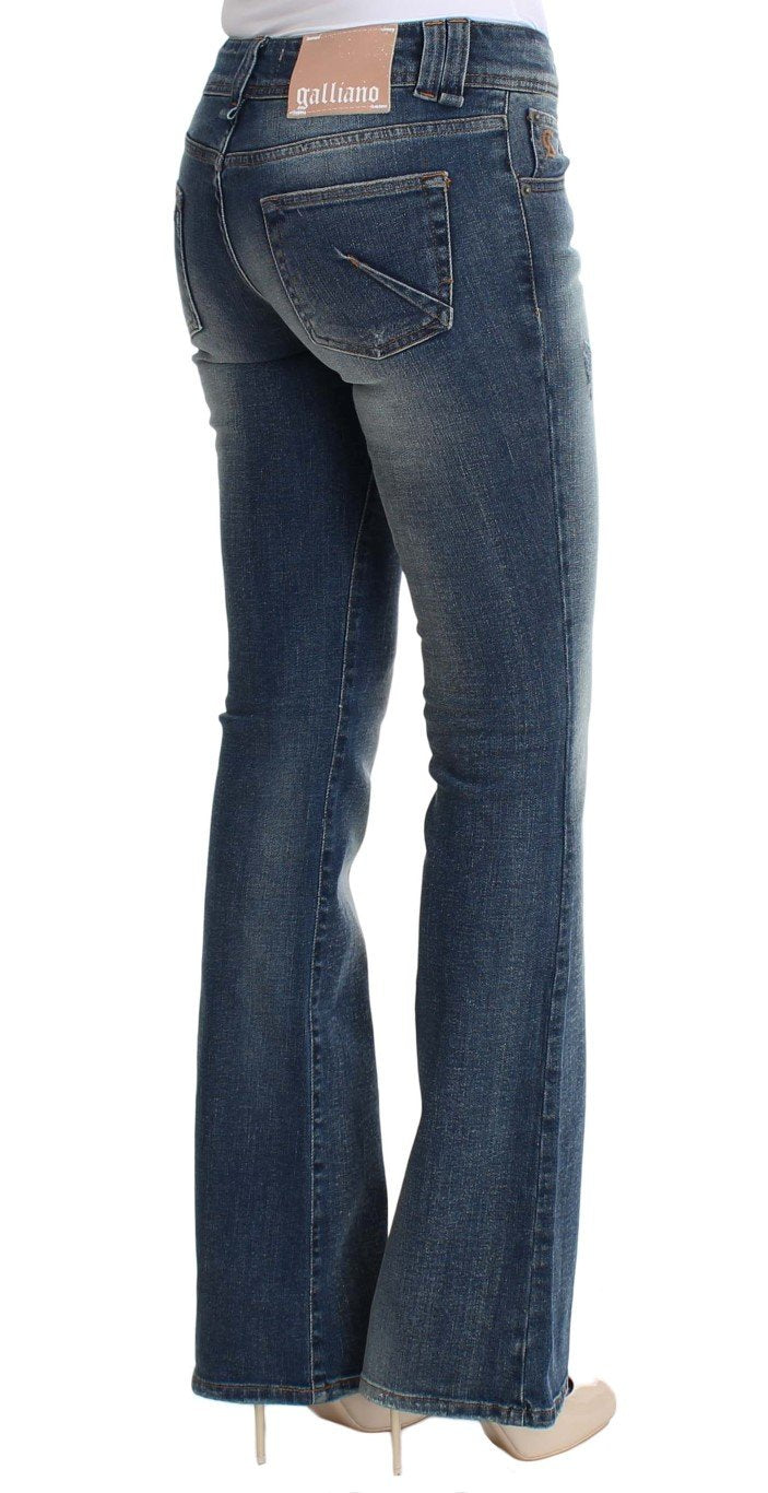 Blue Wash Cotton Stretch Flare Bootcut Jeans