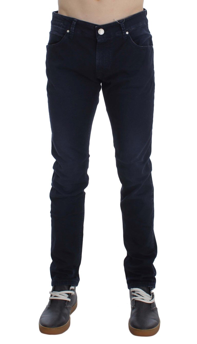 Dark Blue Cotton Stretch Slim Skinny Fit Jeans