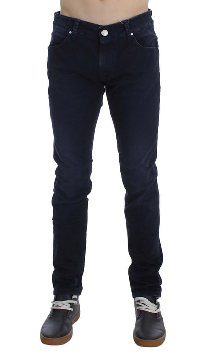 Dark Blue Cotton Stretch Slim Skinny Fit Jeans
