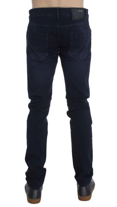 Dark Blue Cotton Stretch Slim Skinny Fit Jeans