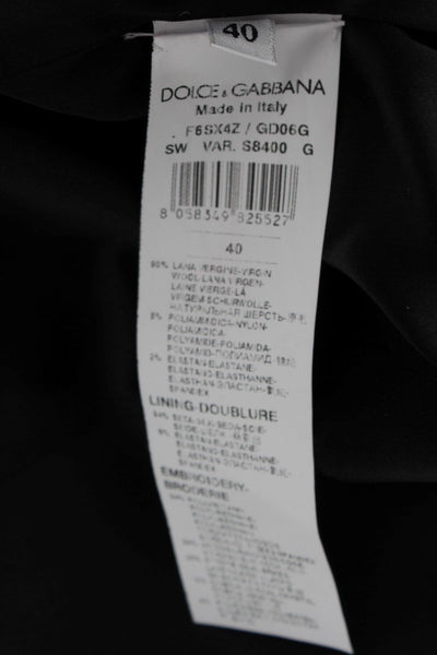 Black Wool Leather Crystal Shift Dress