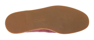 Pink Leather Breathable Holes Loafers