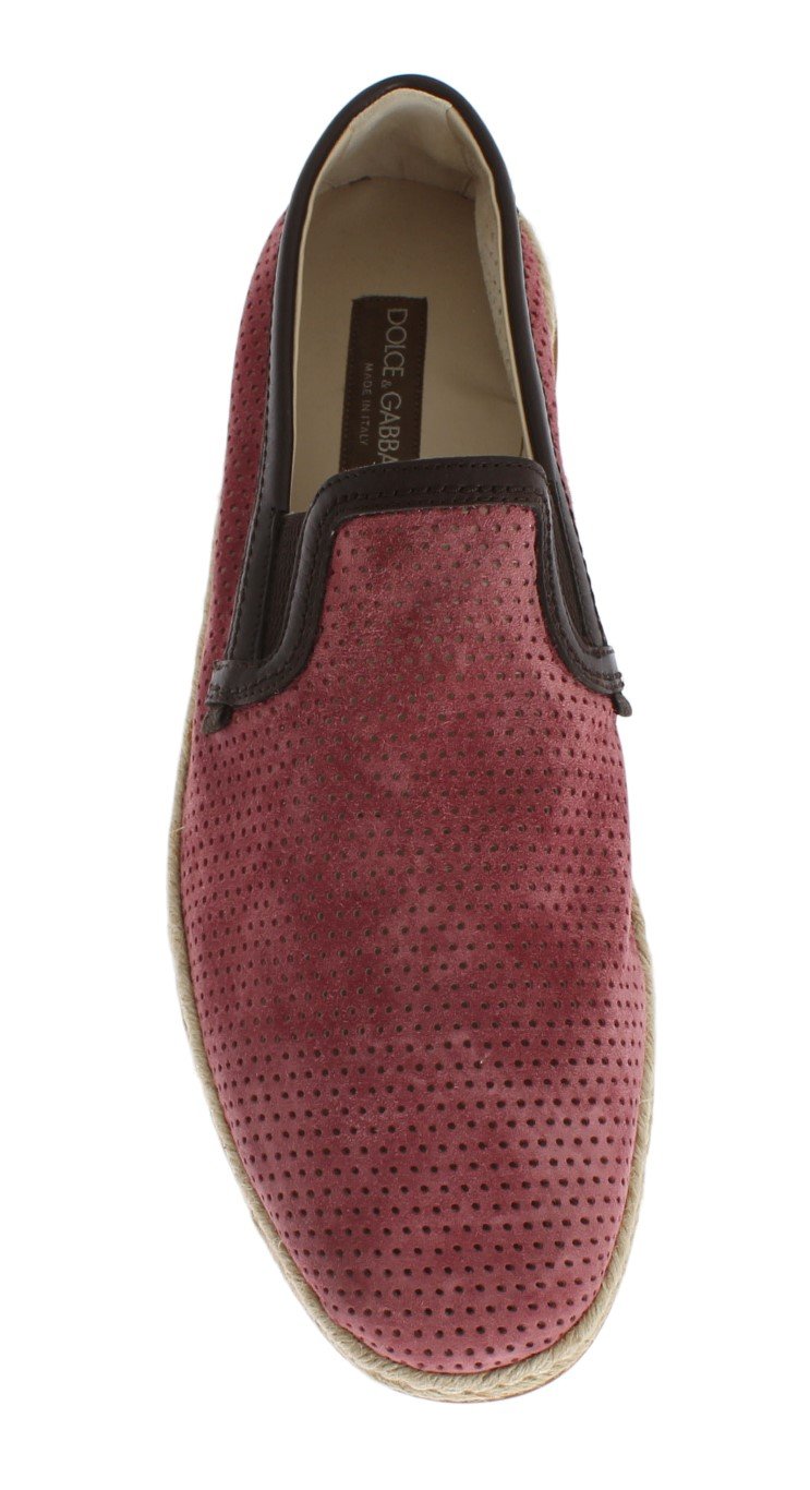 Pink Leather Breathable Holes Loafers