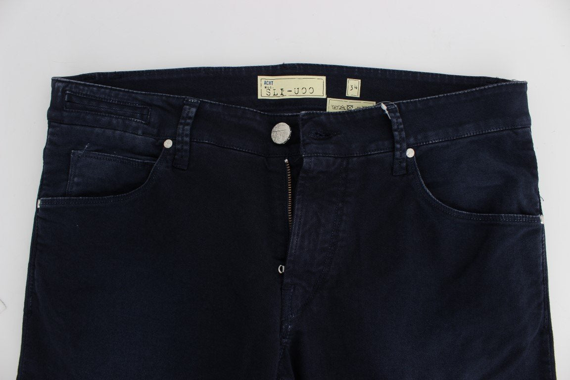 Dark Blue Cotton Stretch Slim Skinny Fit Jeans