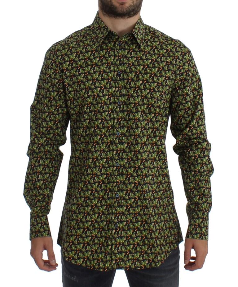 Green Cactus Print GOLD Slim Fit Dress Shirt