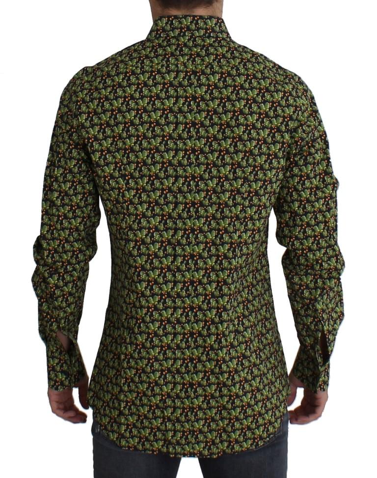 Green Cactus Print GOLD Slim Fit Dress Shirt