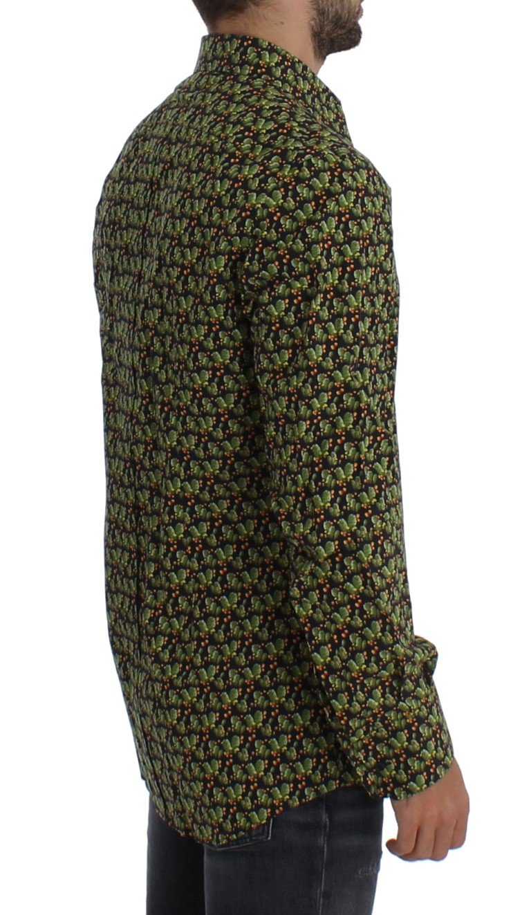Green Cactus Print GOLD Slim Fit Dress Shirt
