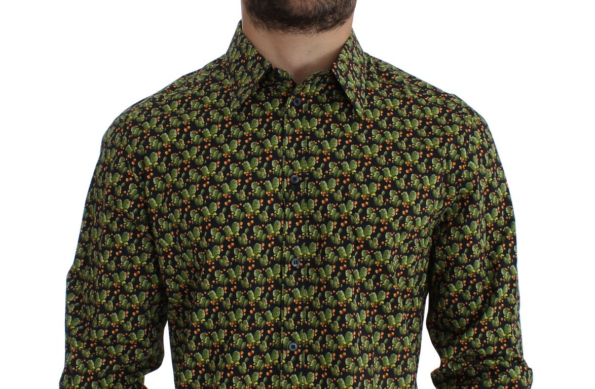 Green Cactus Print GOLD Slim Fit Dress Shirt