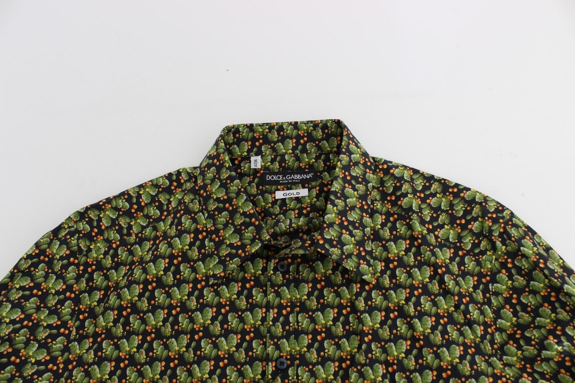Green Cactus Print GOLD Slim Fit Dress Shirt