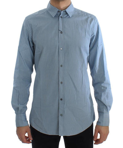 Blue Striped Cotton Slim GOLD Shirt