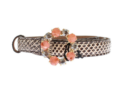 Gray Snakeskin Crystal Buckle Belt