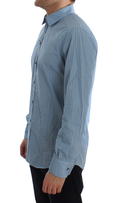 Blue Striped Cotton Slim GOLD Shirt
