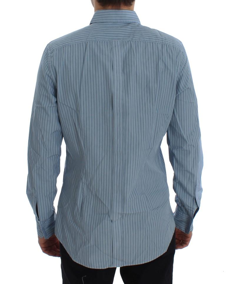 Blue Striped Cotton Slim GOLD Shirt