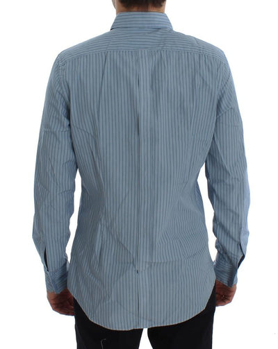 Blue Striped Cotton Slim GOLD Shirt