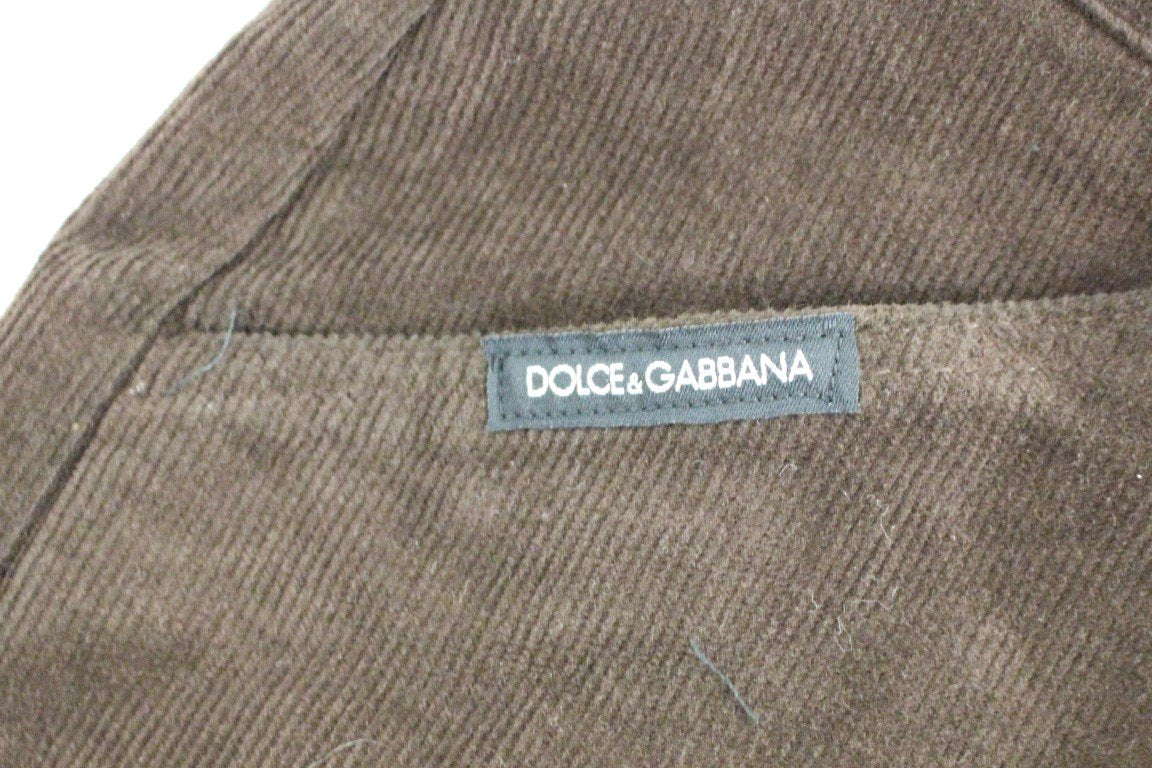 Brown Cotton Cropped Corduroys Jeans Pants