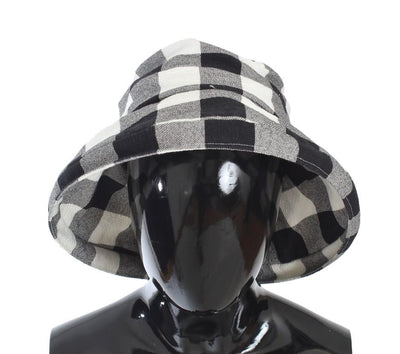 Black White Gray Check Cotton Hat