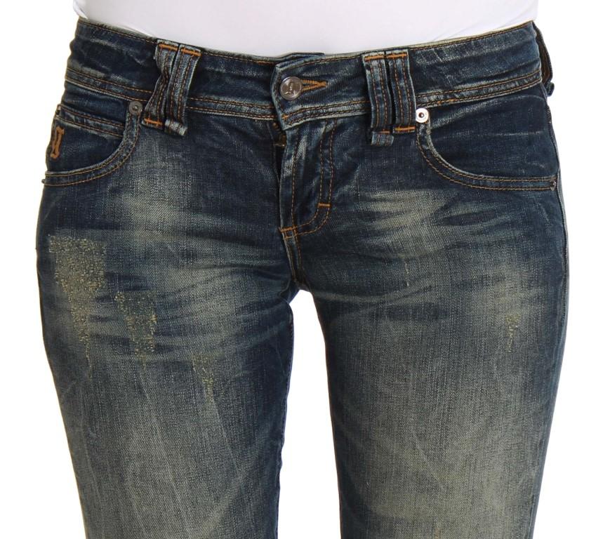 Blue Wash Skinny Low Cotton Stretch Denim Jeans