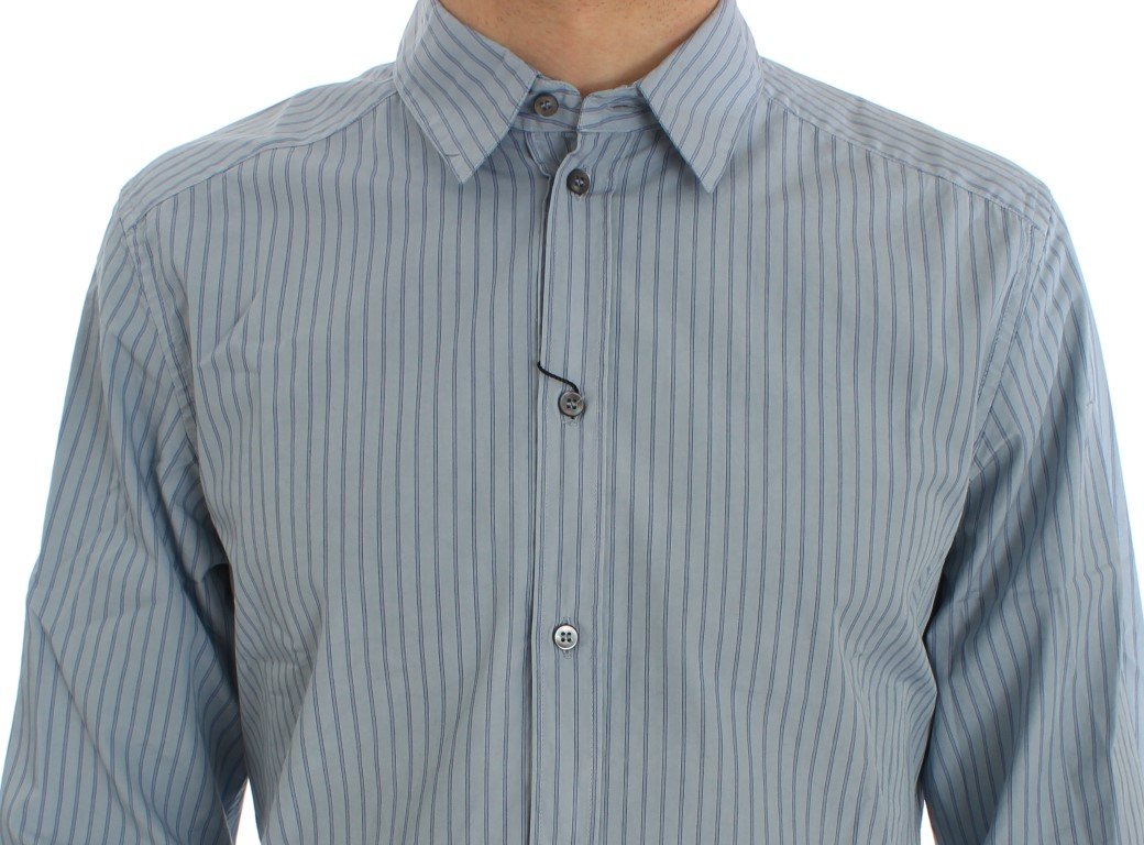 Blue Striped Cotton Slim GOLD Shirt
