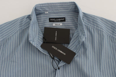 Blue Striped Cotton Slim GOLD Shirt
