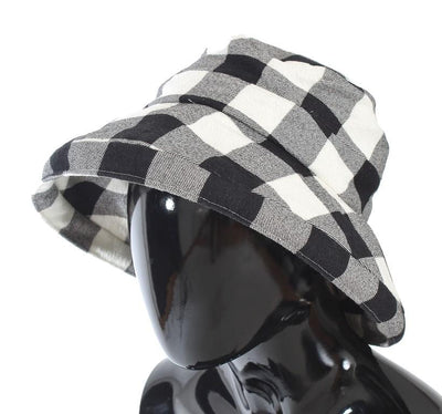 Black White Gray Check Cotton Hat