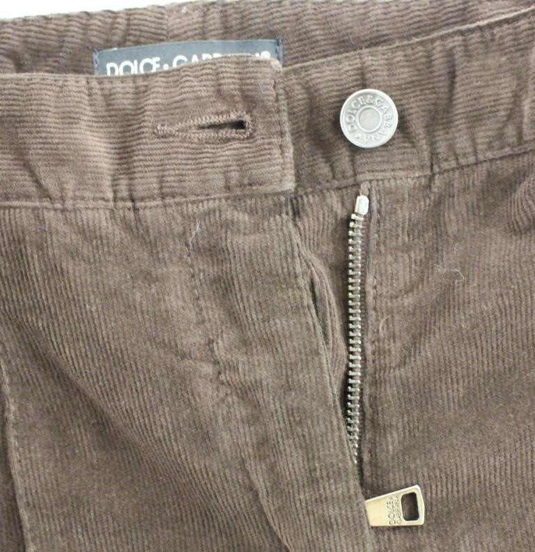 Brown Cotton Cropped Corduroys Jeans Pants