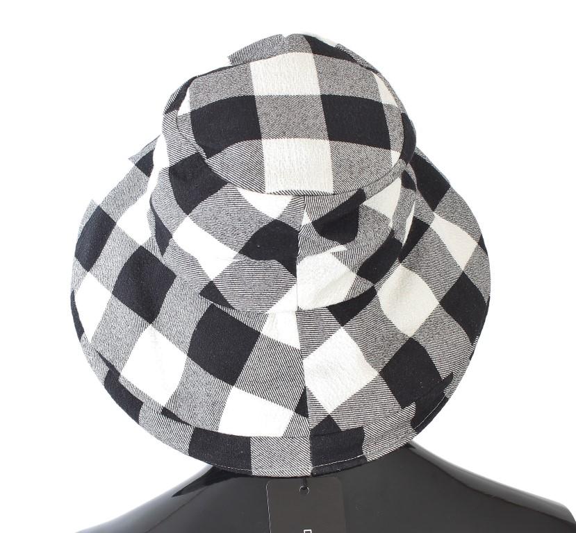 Black White Gray Check Cotton Hat